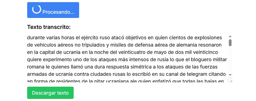 Copia el texto transcrito o presiona Descargar texto